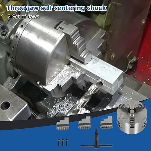 Miniatura 2 de WFLNHB K11-80 3 pulgadas 3 mandíbula Torno autocentrante Chuck 3 "para fresadora de perforación CNC Total 2 Juego de mordazas