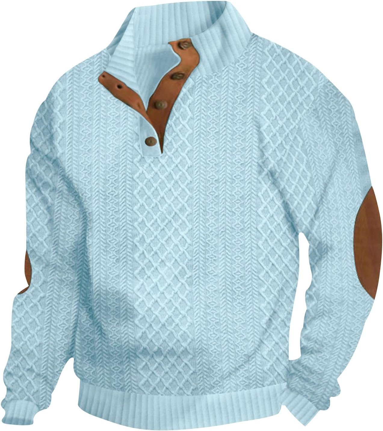 Mens Sweatshirt Casual Stand Collar Knitted Lightweight Long Sleeve Pullover Button Down V Neck Outdoor Sweatshirts