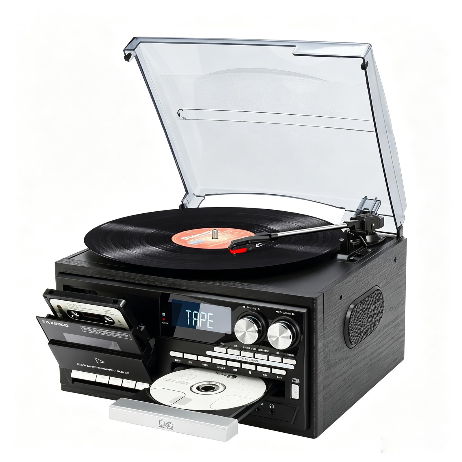 Gramofon Winylowy, Retro Gramofon Bluetooth, Gramofon Vintage Z 3 Prędkościami Bluetooth, Odtwarzacz Kaset Cd, Radio Am/fm, Nagrywarka Usb, Wejście Aux, Do Domowej Rozrywki