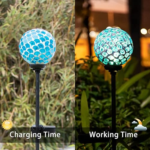 Miniatura 62 de VCUTEKA Luces solares de jardín, luces solares de mosaico, decoración al aire libre, luz de camino, luz LED de estaca para paisaje, césped, patio