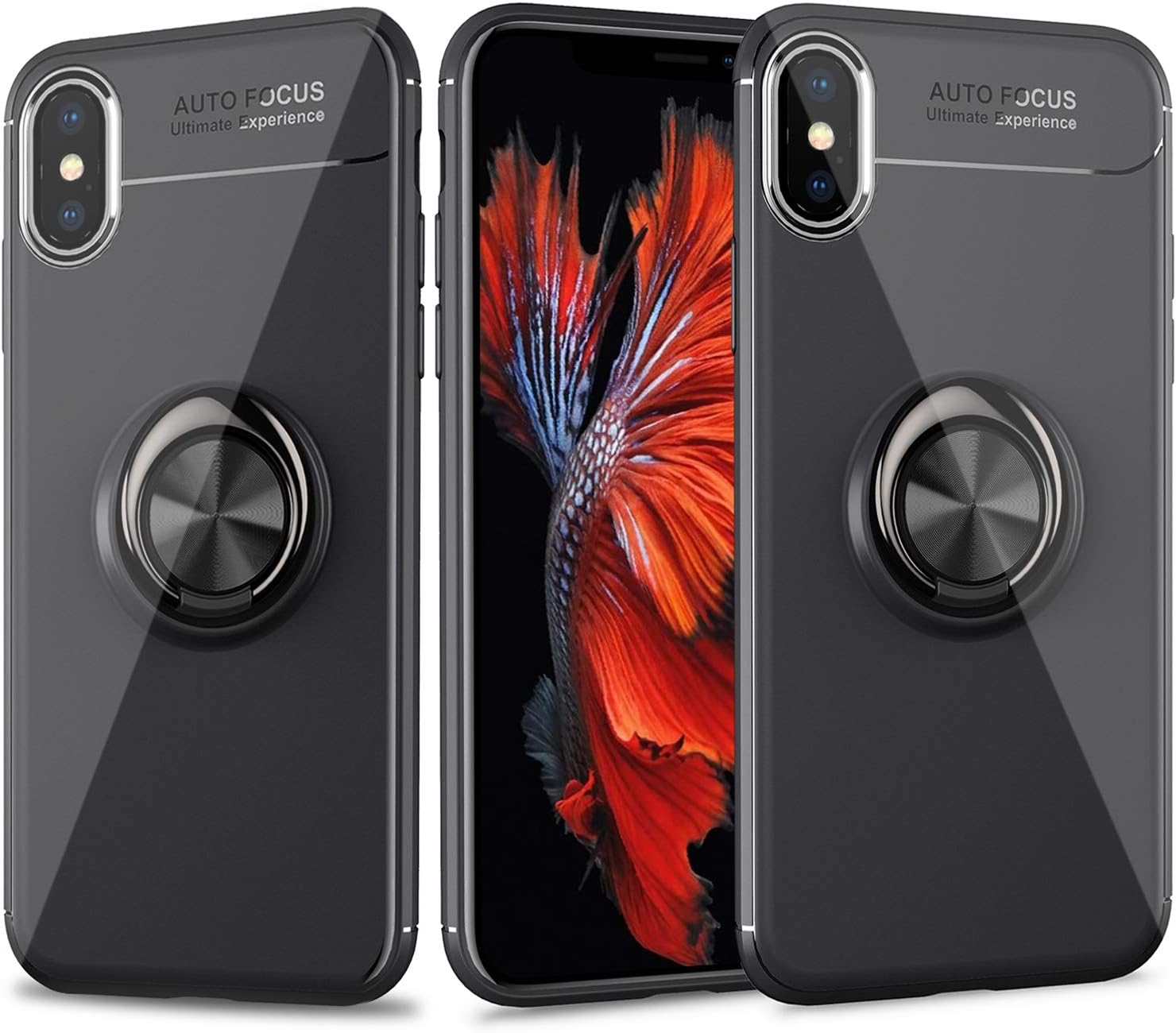 Cresawis iPhone Xs Max Case, Ultra-Slim iPhone Xs Max Case with Ring Holder Stand Compatible Magnetic Car Mount Cover Case for Apple iPhone Xs Max (2018) 6.5 Inch - Black