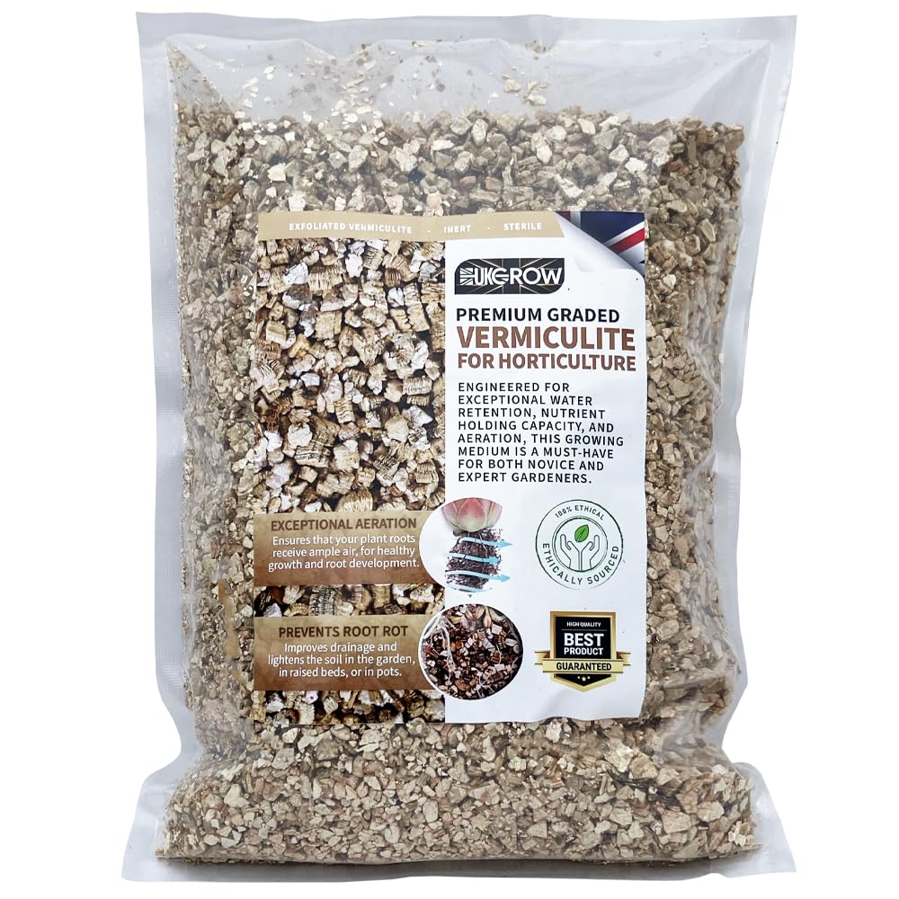 UK GROW Premium Vermiculite for Plants in 1L 2L 3L 5L 10L 20L 30L 50L 100L – Natural Vermiculite for Seeds to Help Compost Hold Onto Vital Plant Nutrients & Helps Retain Water (50L)