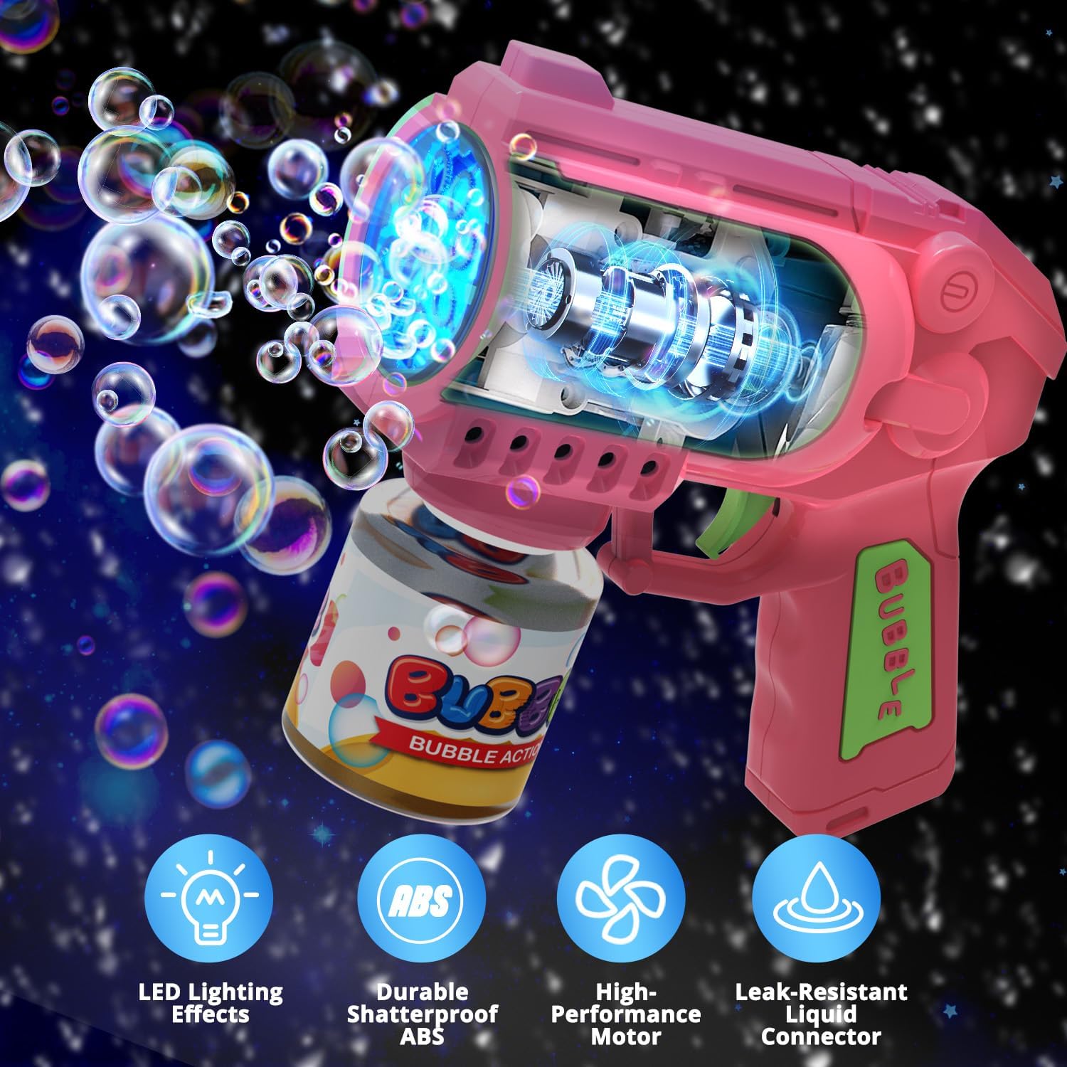 EagleStone Bubble Gun Toys for 3+ Year Old Kids Boys Girls, 2 Pack Automatic Bubble Machine with Bubble Solution, Summer Outdoor Kids Toys for Ages 3-4,4-6,5-7, Birthday Gifts for 3 4 5 6 7 8 Year Old - Image 3