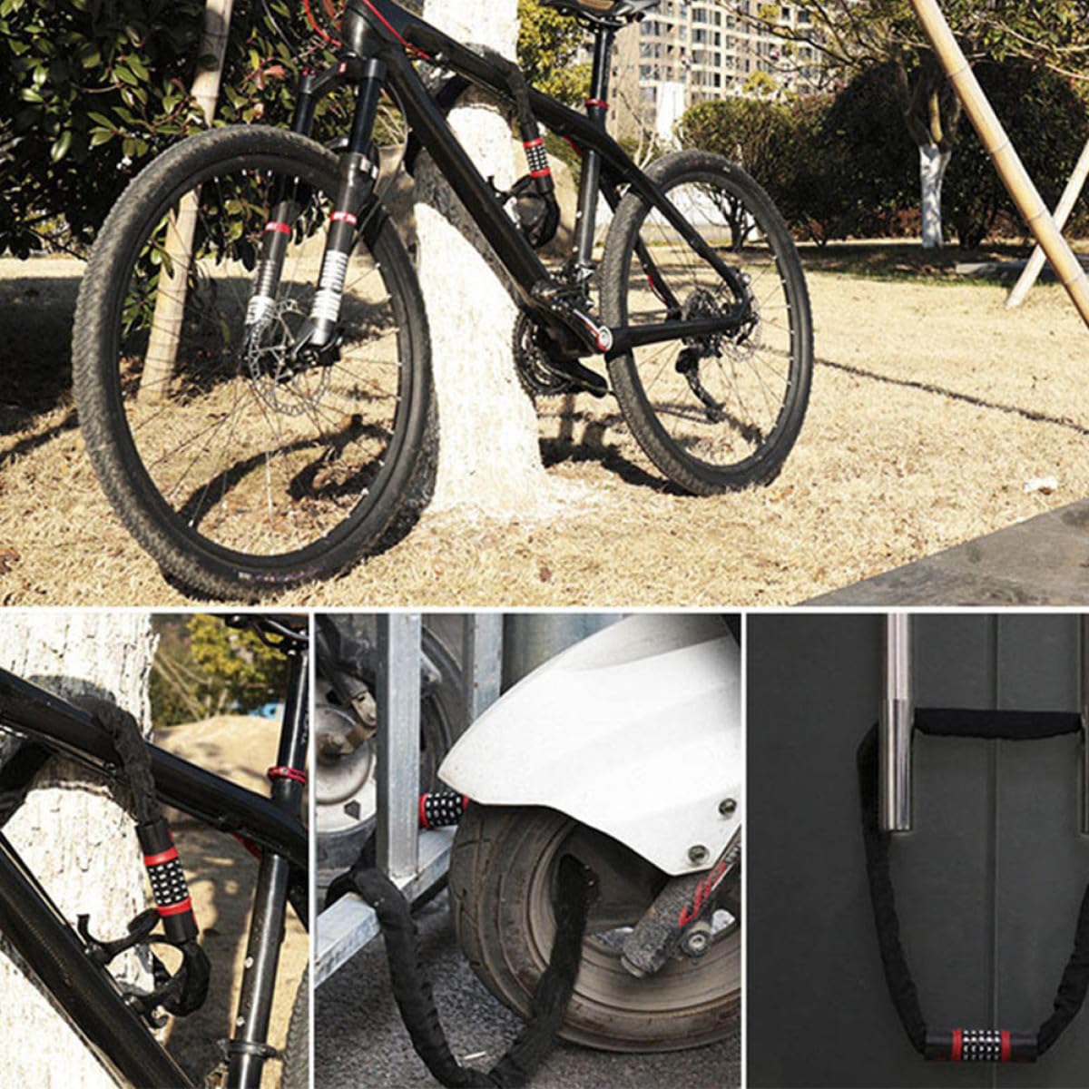 Antivol de Sécurité pour Vélo à Code 5 Chiffres, Chaîne | Acier Allié et Abs, Protection Anti-vol, Revêtement Protecteur, Couleur Noire, Usage Cyclisme Couleur Aléatoire