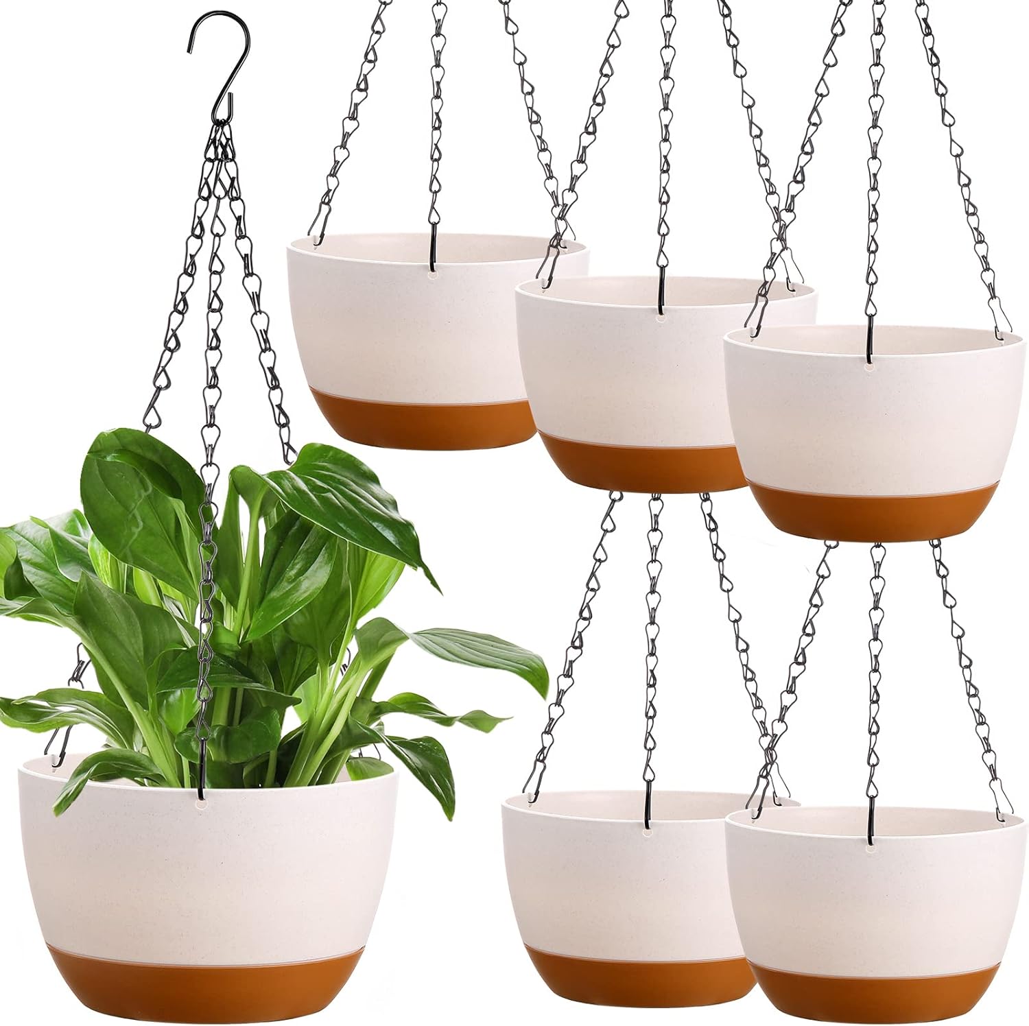 Mumufy 6 Pcs 8 Inch Hanging Planter for Indoor and Outdoor