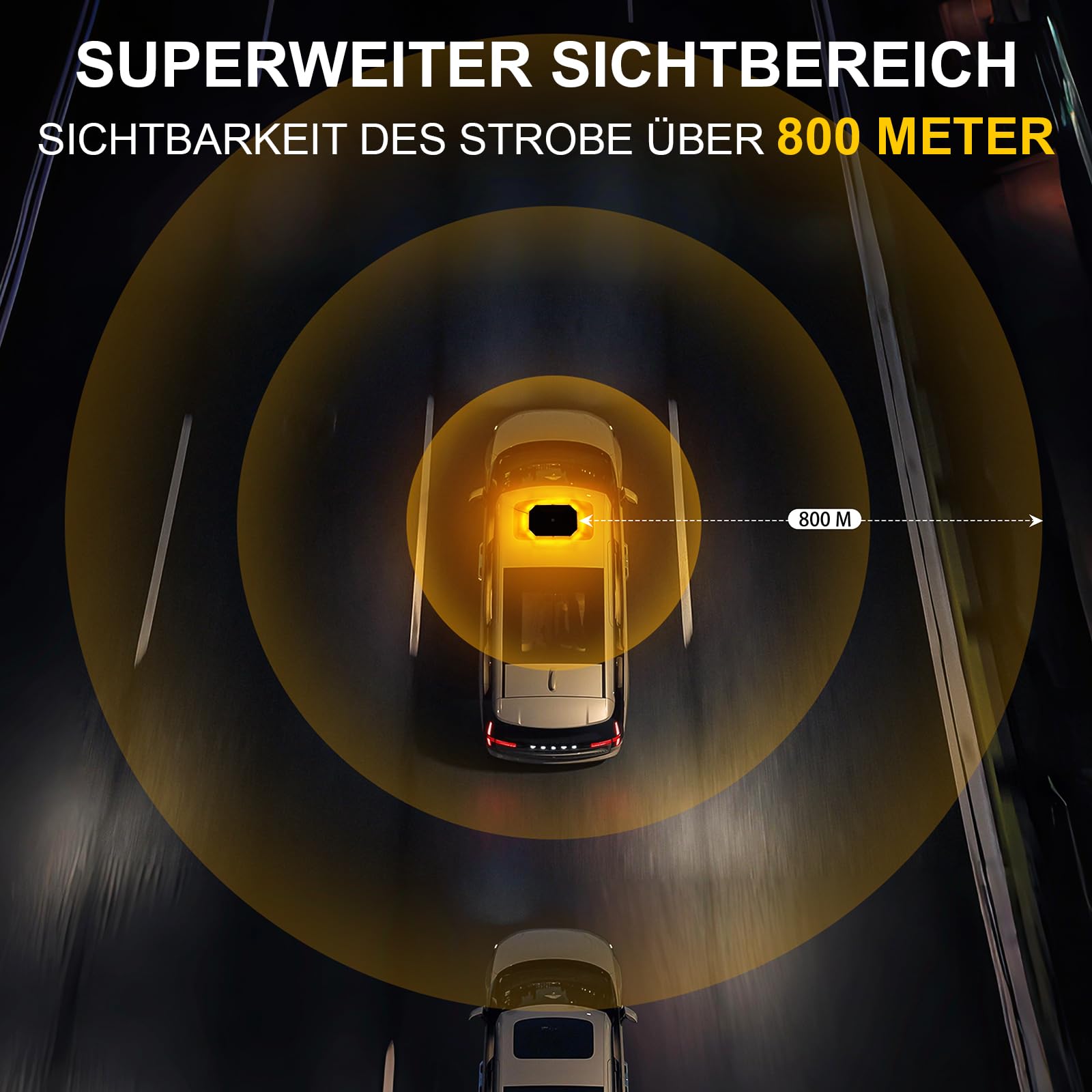 LED Rundumkennleuchte Gelb mit Magnetfuß, 12V 24V Auto Signalleuchte | IP65 Wasserdicht, 20 Blitzmodi, 4,8m Kabel mit Stecker, Für Baufahrzeuge & Traktoren