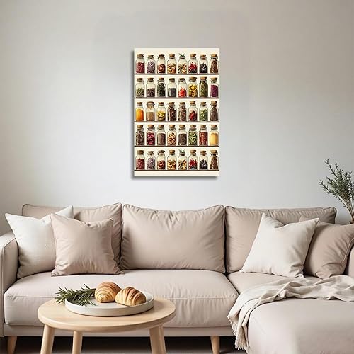 Miniatura 5 de YMXDYMJSW Tarros de especias, lienzo para pared, cuadros en tarro de masón, cuadros de granja de especias con hierbas, impresiones de pósteres