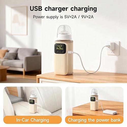 Miniatura 6 de Calentador de biberones portátil con batería de 8000 mAh, adecuado para leche materna y alimentación de fórmula, calentador de biberones para leche