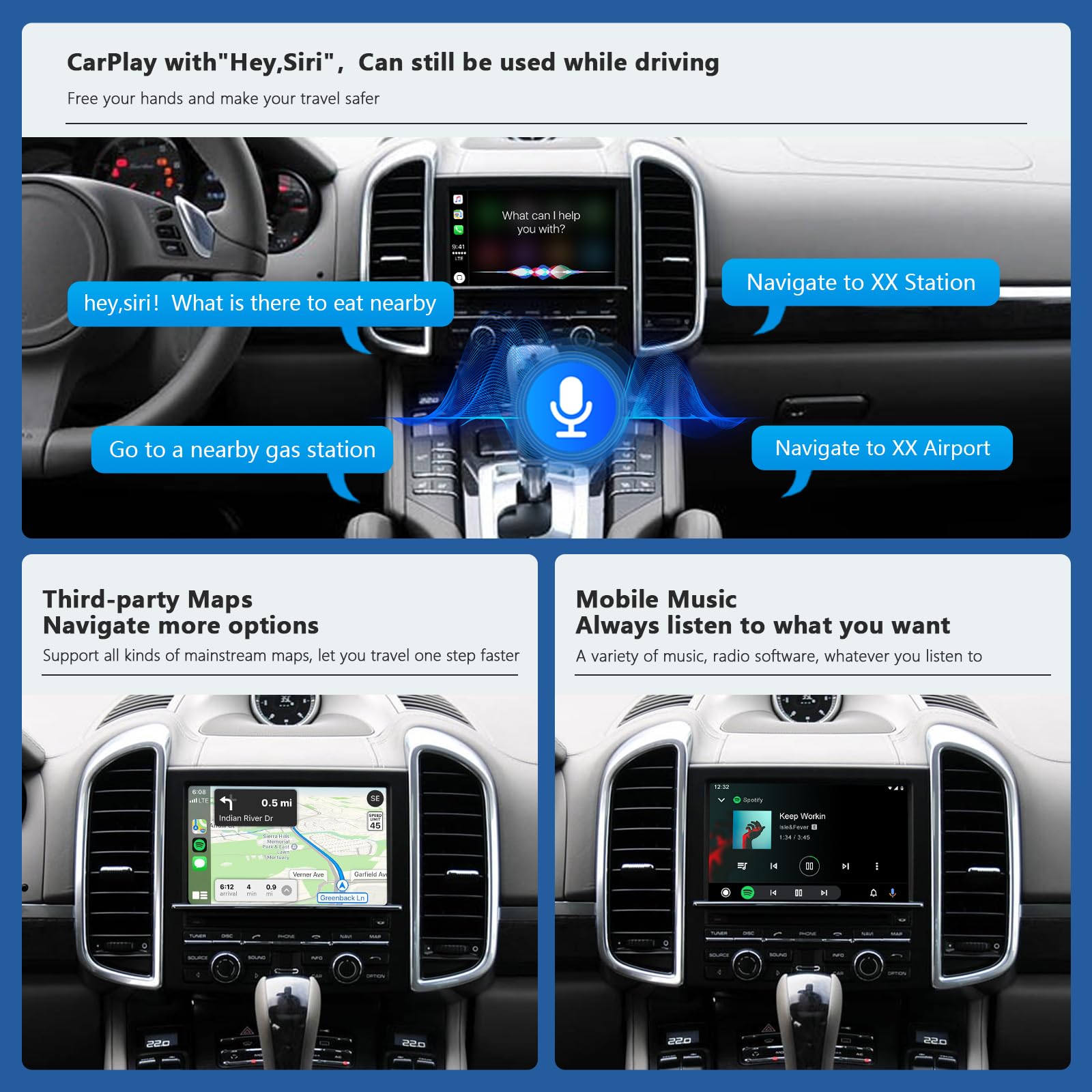 Road Top Wireless CarPlay Interface Decoder for Porsche PCM 3.1