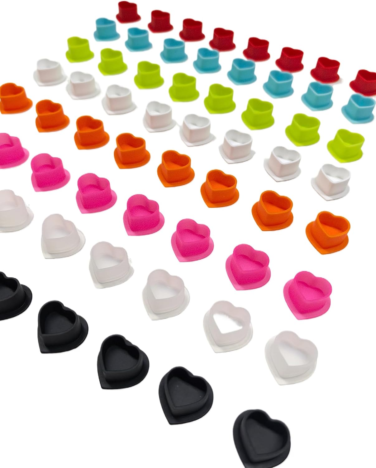 Tattoo Ink Caps with Stable Base | 80-Pack Disposable Heart-Shaped Design | Soft Silicone Tattoo Pigment Cups for Professional Tattoo Artists & Studios (8 Color Set)