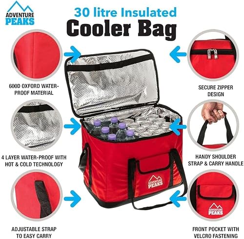 Almineez Collapsible Extra Large 30L 60 Can Insulated Hot and Cold Cooler Bag with Carry Handle - Image 4