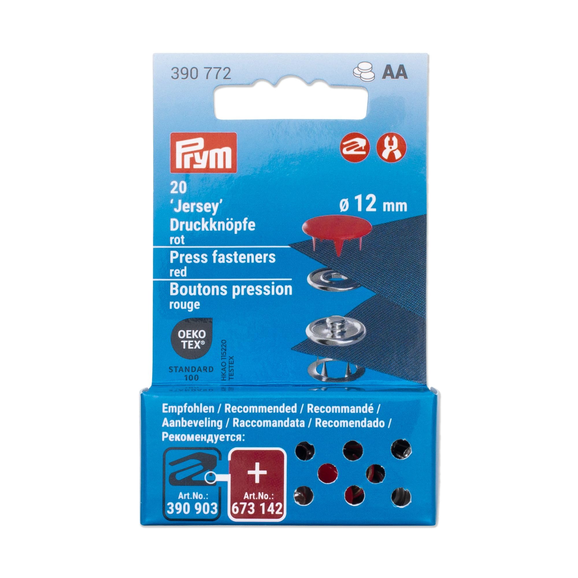 Prym 390772 Press Studs Jersey 12 mm Red Compatible with Vario Creative Tool