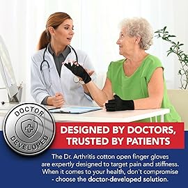 Doctor Developed Compression Gloves for Women and Men, Open-Finger Arthritis Gloves, Typing Gloves, Arthritis & Carpal Tunnel, 2 Pair (Black, L)