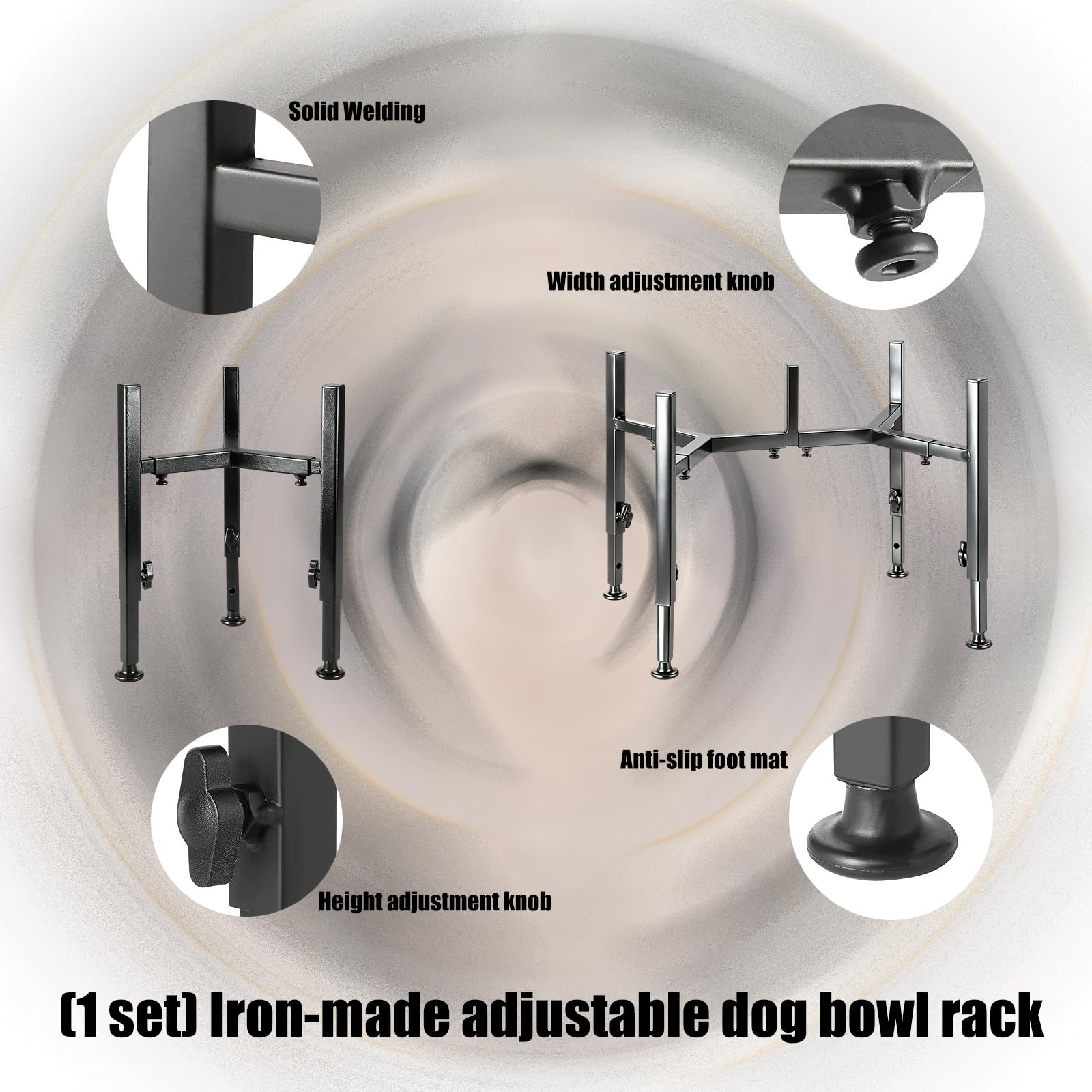 Support stable en fer avec pieds réglables et design antidérapant pour assurer la position d'alimentation pour chien Support en acier carbone Gamelle pour chien