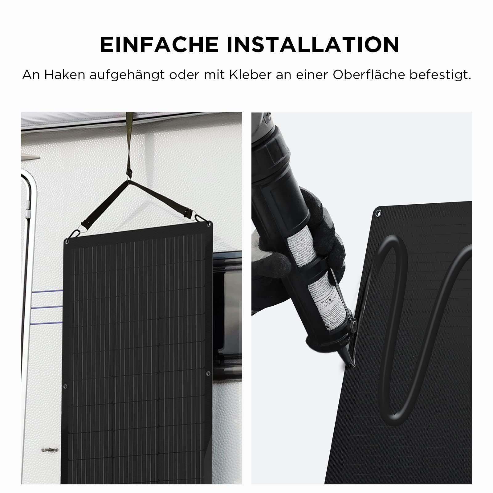 Ecoflow 100W Solar Panel Flexibles Monokristallines Solarpanel IP68 hocheffizient Solarmodul Solarzelle Photovoltaik für Wohnmobile, Dächer, Van Boote, ohne Solarpanelkabel