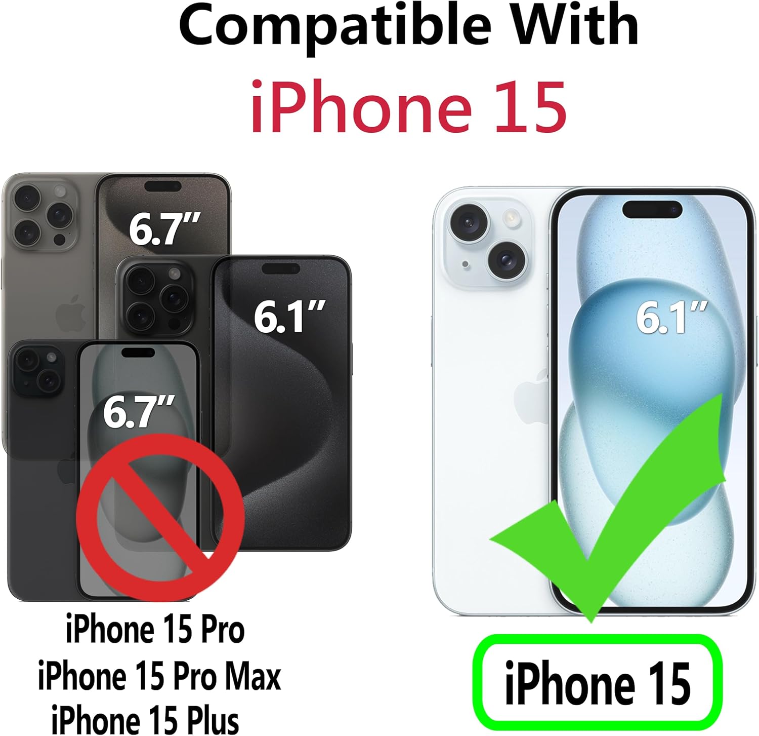 for iPhone 15 Wallet Case,Leather Flip Case RFID Blocking Credit Card Holder Folio Magnetic Stand TPU Shockproof Cover Compatible with iPhone 15 Black Blue - Image 2