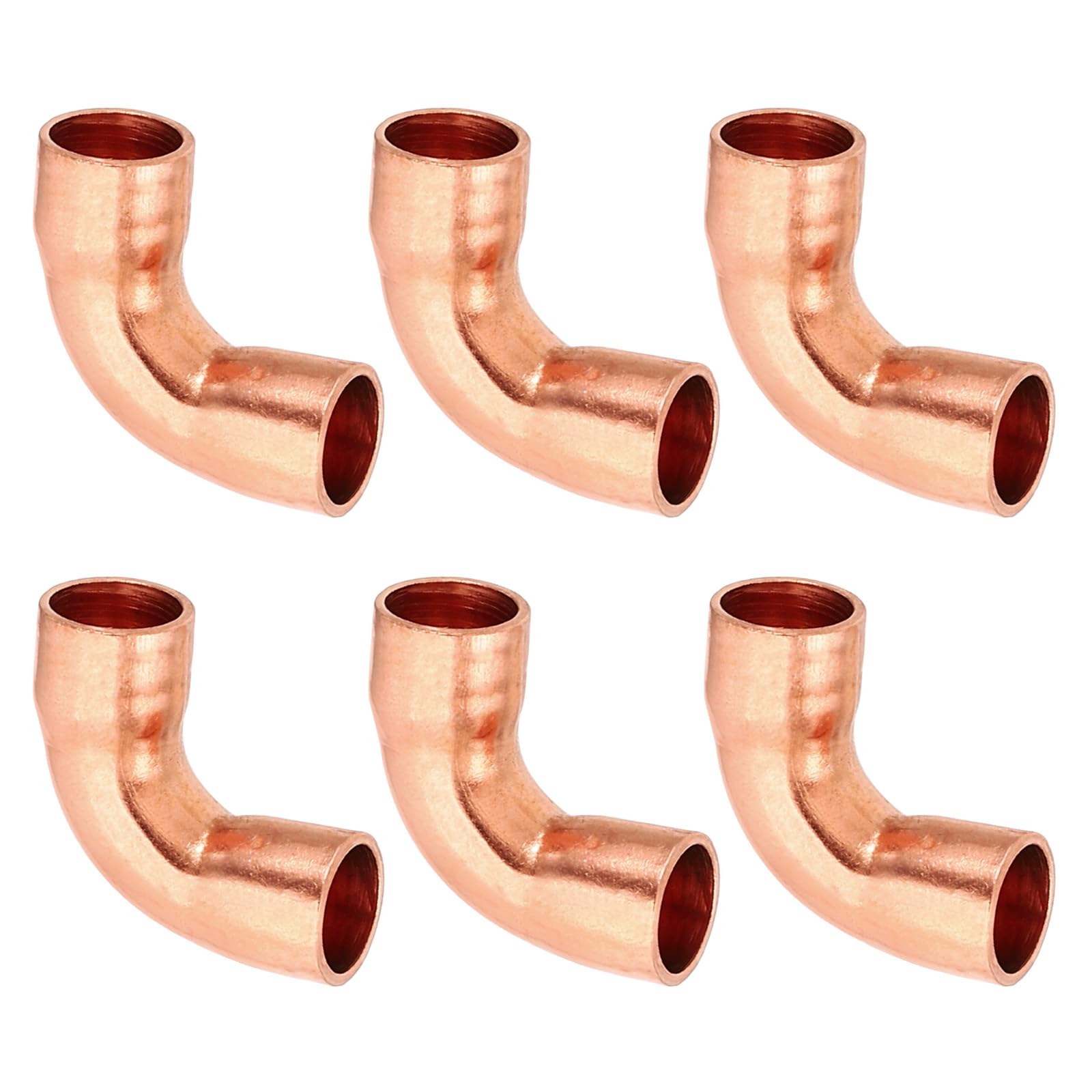 PATIKIL 1/4" ID 0.8mm Thick Elbow Copper Fitting, 6pcs 99.9% Pure Copper Pipe Fitting 90 Degree Short Radius Tube Connector Sweat Solder for HVAC Refrigeration System-image-13