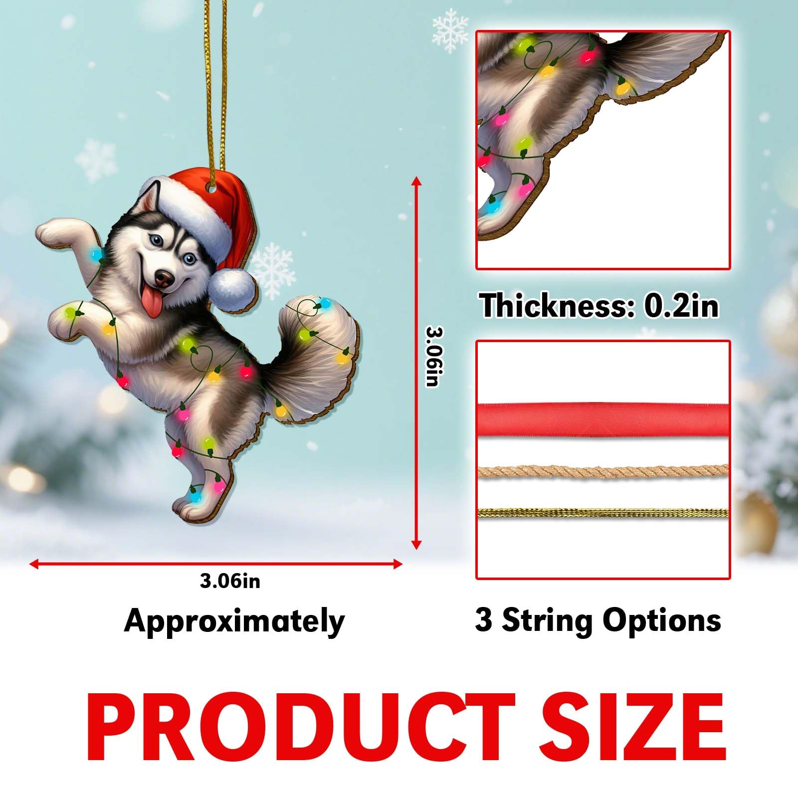 Funny Husky Christmas Ornaments - Wooden Keepsake -4