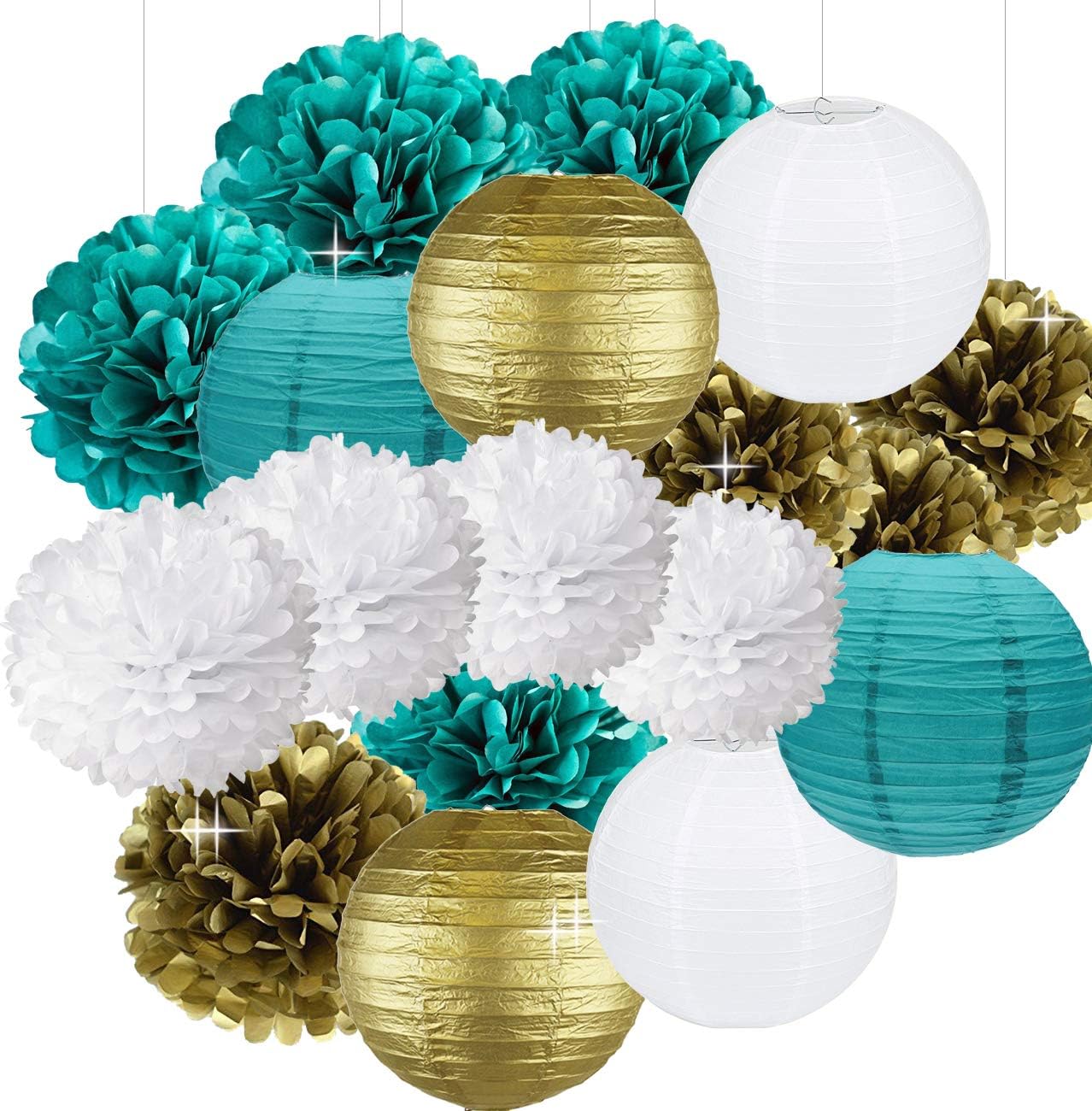 Teal Gold White Party Decorations Teal Gold White Tissue