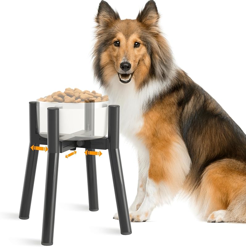 Comedouro Elevado para Cães com Largura Ajustável de 17,78 a 26,92 cm e Altura de 27,94 cm TIDANT