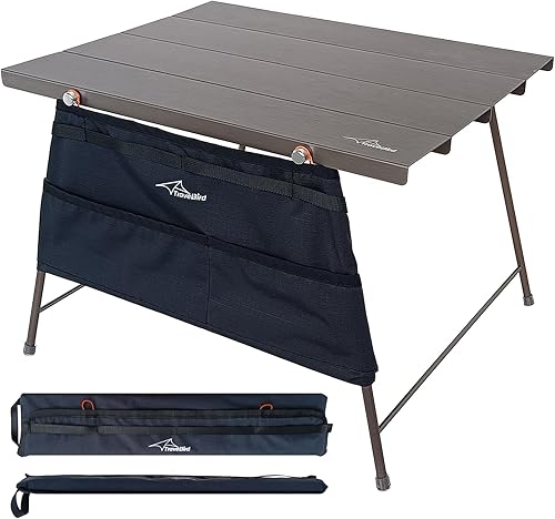 Mesa de camping portátil, mesa de campamento plegable de aluminio ultraligero, pequeña mesa auxiliar al aire libre con bolsa de transporte para