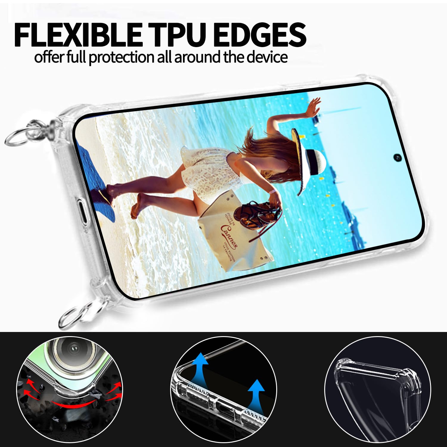 Custodia Per Realme C67 4G Con Cordino - Cover Trasparente Antiurto, Tracolla Regolabile - Foto 3