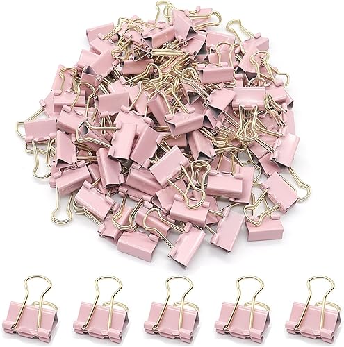 Vista 20 de Clips dorados para carpeta, mini clip para papel, pinzas pequeñas de 0.591 in (5/8 pulgadas), paquete de 100 clips de oficina de tamaño micro