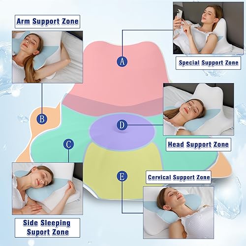 Miniatura 2 de Almohada de cuello de espuma viscoelástica para dolor de cuello y hombros, almohada ergonómica para dormir boca abajo, almohada de apoyo cervical