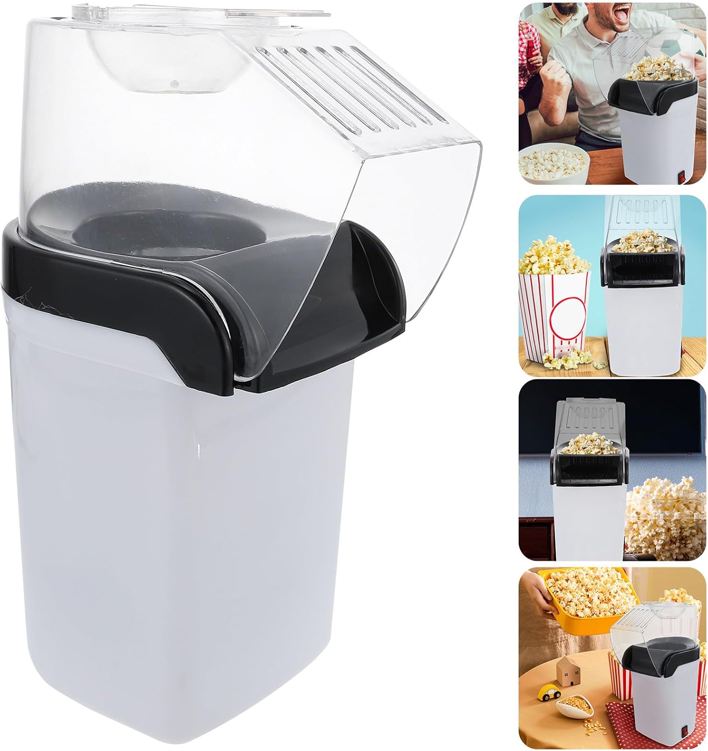 Mipcase Automatic 110v Small White Popcorn Maker Machine, Air Popcorn Popper for Home Use with Abs Material, Electric Snack Machine Suitable for Movie Night and Family Entertainment