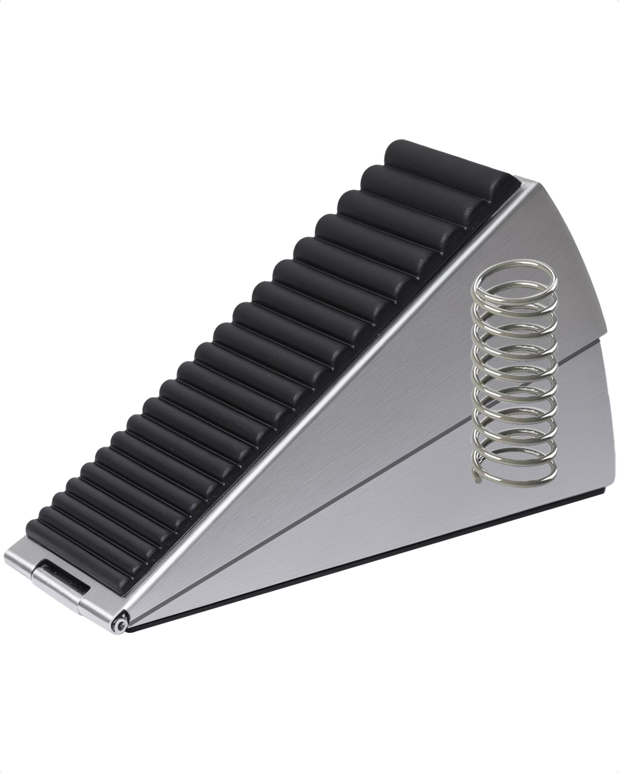 Large Door Stopper - Metal Door Wedge, Tall Door Stopper, Spring Rubber for Extra Strong Grip (Silver, 1 Pack)