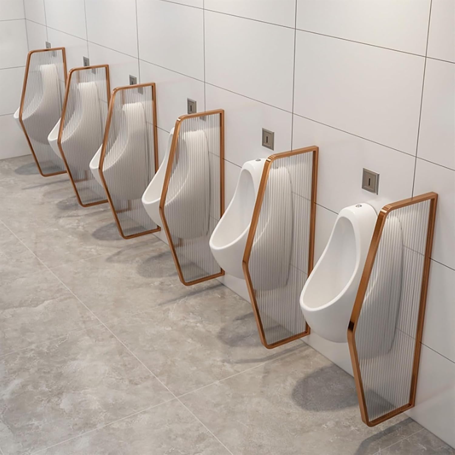 Wall-mounted Stainless steel Men's Urinal Privacy Screen,men restroom urinal privacy screen toilet baffle glass panel,public toilet partition,toilet baffle,Used in restaurants and bars(Rose Gold,5PCS)