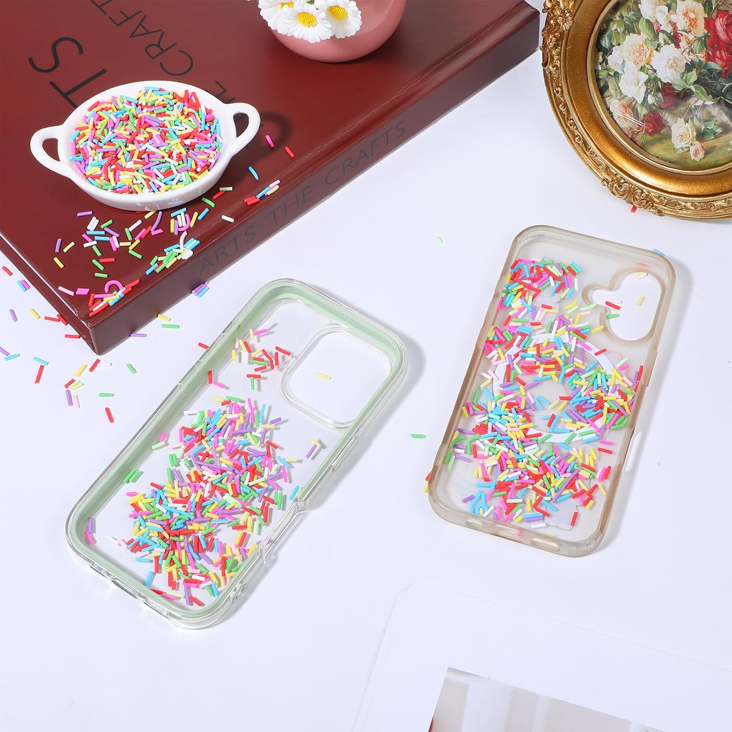 150g Faux Sprinkle for Crafts, Polymer Clay Sprinkles, Plastic Sprinkles for Crafts, Fake Candy Sprinkle for Nail Art DIY Phone Case Craft Cake Dessert