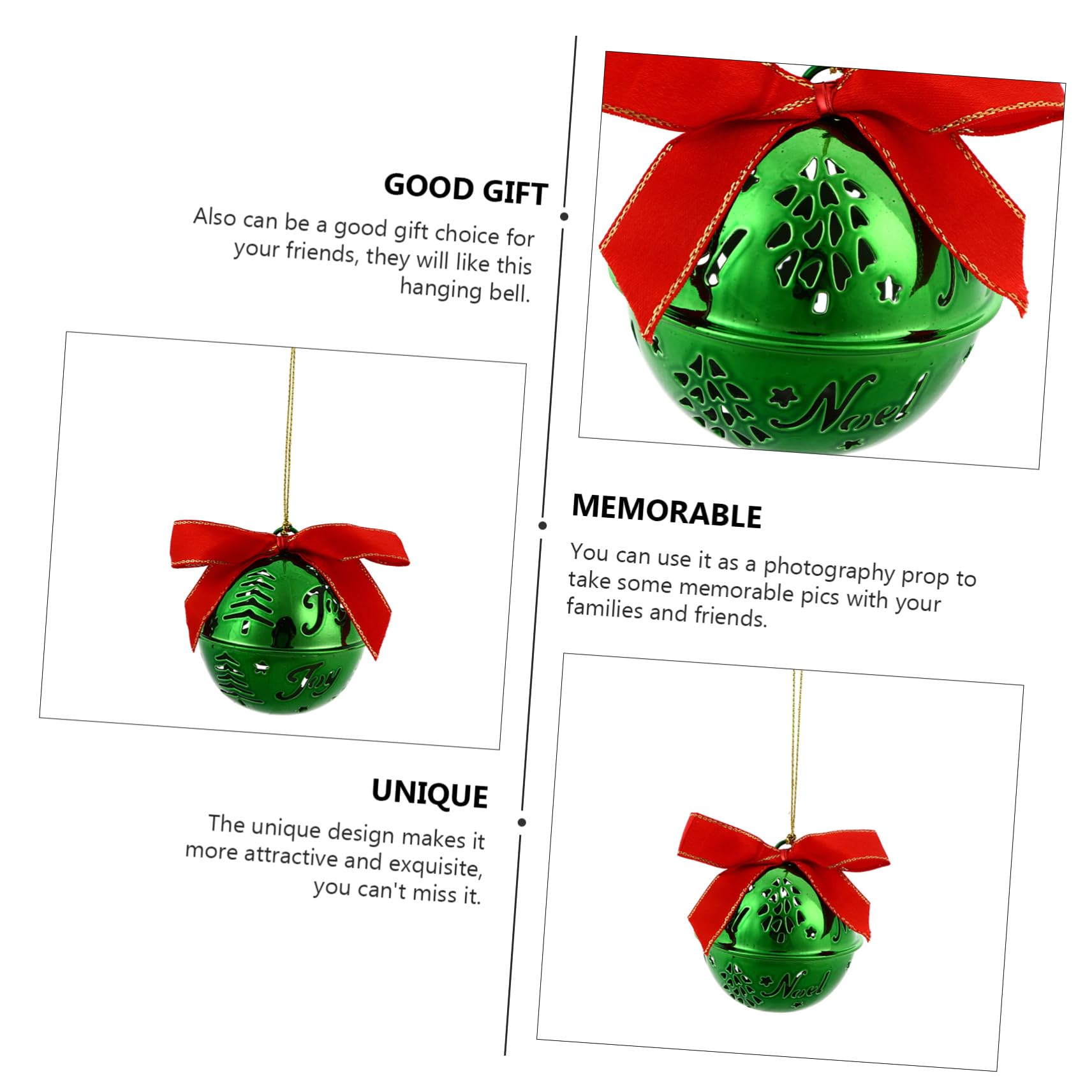 12 Pezzi Campanelle di Natale in Ferro Verde Decorazioni Appese per Albero e Casa Addobbi Natalizi Resistenti per Hotel Ufficio e Salotto