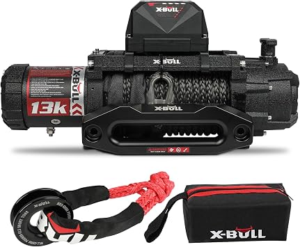 X-BULL Electric Winch 13000 lb. Load Capacity with Synthetic Soft Shackles 35,000lbs Max Breaking Strength 1/2 inch x 22 inch