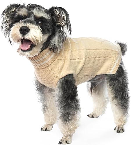 Miniatura 1 de ROZKITCH Suéter pequeño para perro, suéter de punto para clima frío para otoño e invierno, suéter de cuello alto para perro, ropa clásica gruesa y