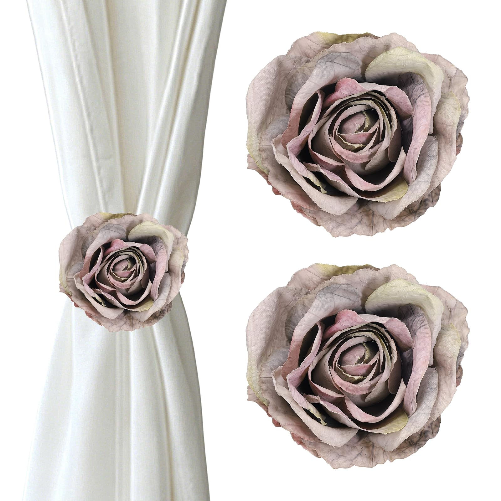 sourcing map Flower Curtain Clips 2PCS, Curtain Tiebacks Decorative Window Drape Holdback Window Drapery Decorative Clip Buckles for Bedroom Office Decor, Purple