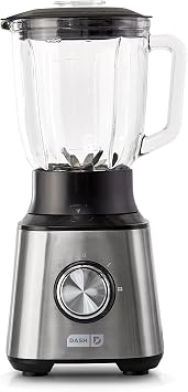 Dash Quest Blender for Smoothies and Shakes - 600W Kitchen Blender with 1.5-Liter Glass Pitcher, Stainless Steel Blades, 3 Speeds + Pulse for Frozen Drinks and Soups - Stainless