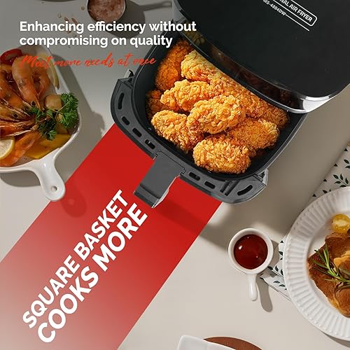 Miniatura 7 de Freidora de aire digital de 5.8QT con ventana visible, temperatura y temporizador ajustables, fritura al aire, recalentamiento, fácil para alimentos