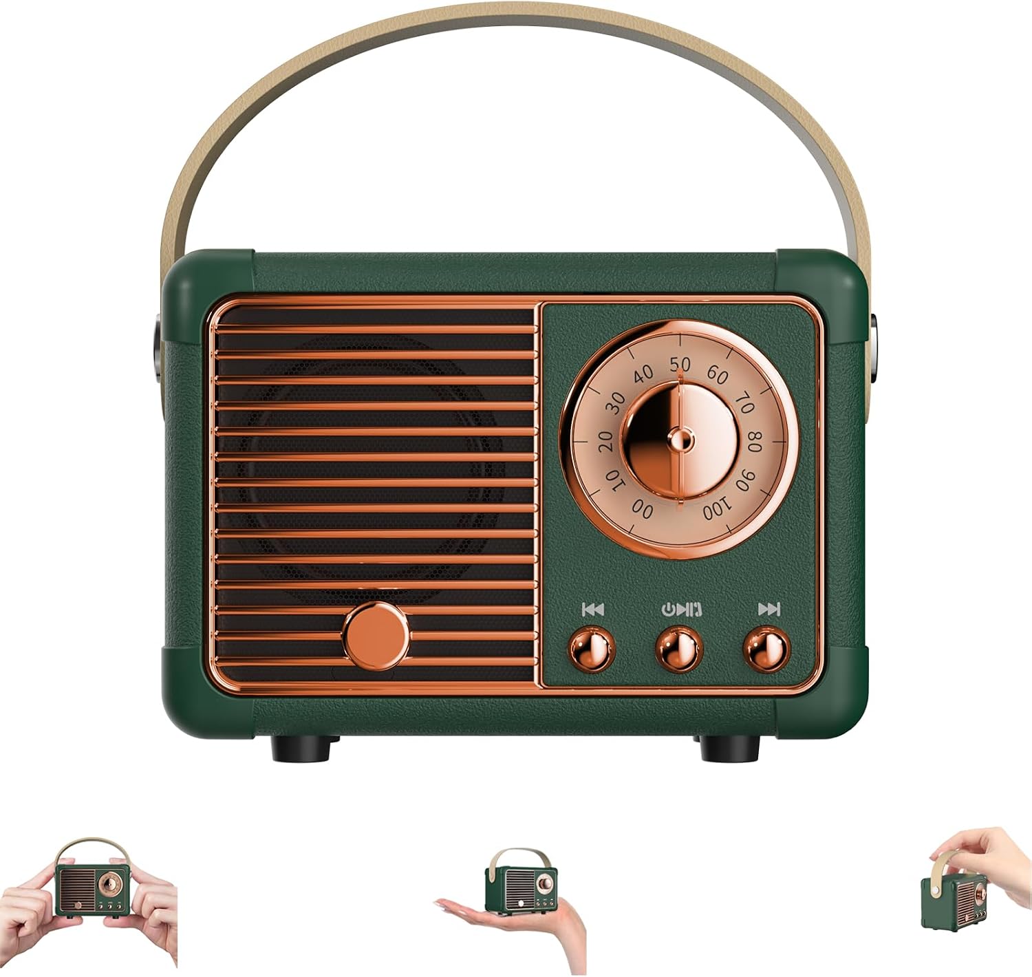 Retro Bluetooth Speaker, Vintage Decor, Wireless Mini Speaker Support USB/TF Card/AUX, Small Bluetooth Speakers Radio for Kitchen Desk, Room, Office, Gift Ideas for Women Men, Green