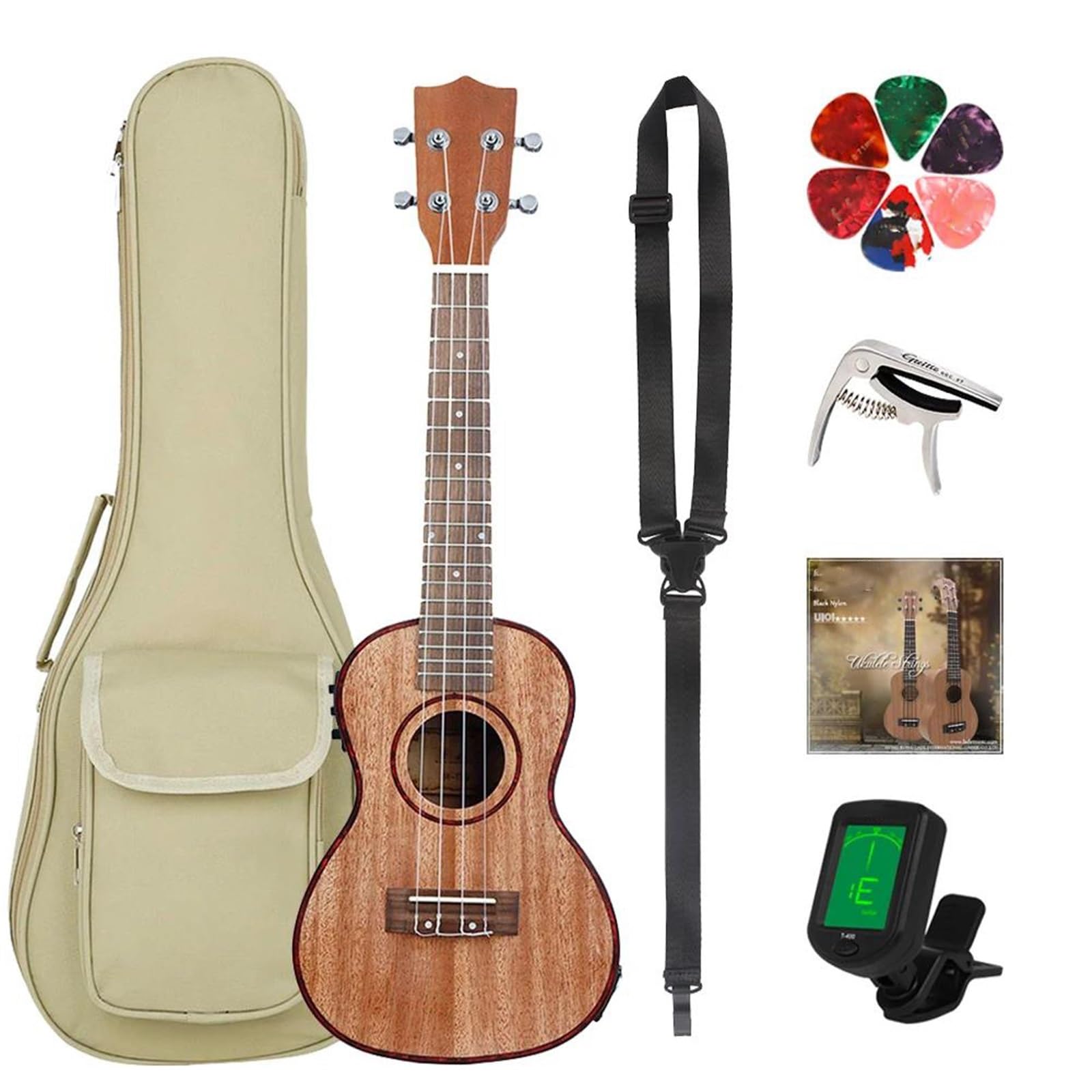 Ukulele Da 23 Pollici 4 Corde Chitarra Hawaiana Sapele Guitarra Con EQ Ukulele Con Set Di Borse