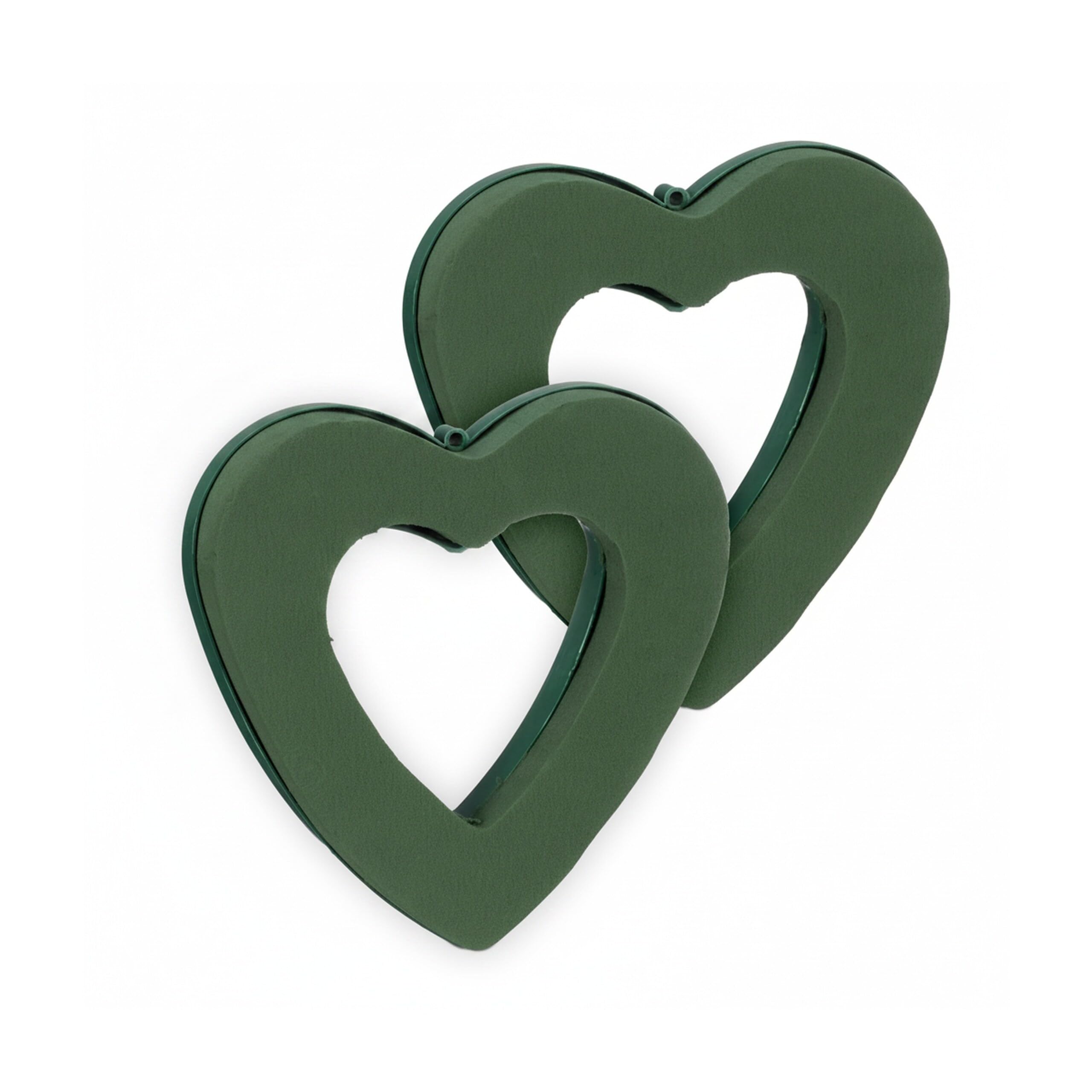 Relaxdays Spugna per Fiori Freschi e Secchi, Set 2 Cuori in Schiuma Floreale, 24x23x4 cm, Base Ghirlanda Fioristi, Verde