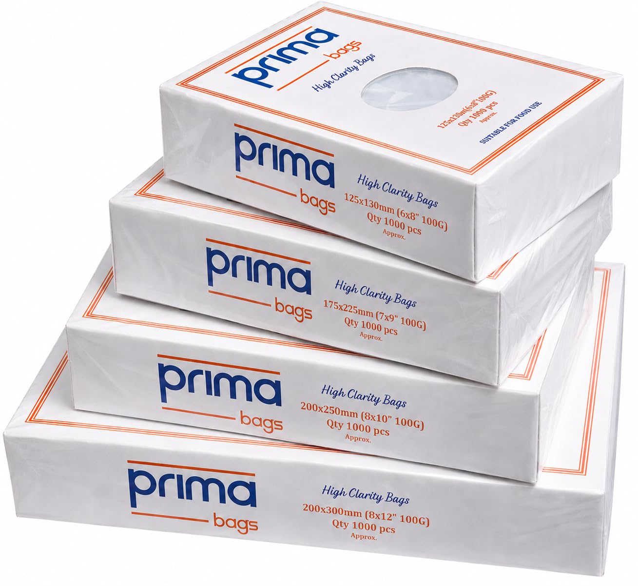 Bag Market | 10" x 15" Clear Polythene Food Grade Storage Bags x 1000 Bags | 100 Gauge (25mu) | Clear Plastic Polythene Bags Suitable for Sandwiches, Freezers, Fruit and Food Storage - PRIMA