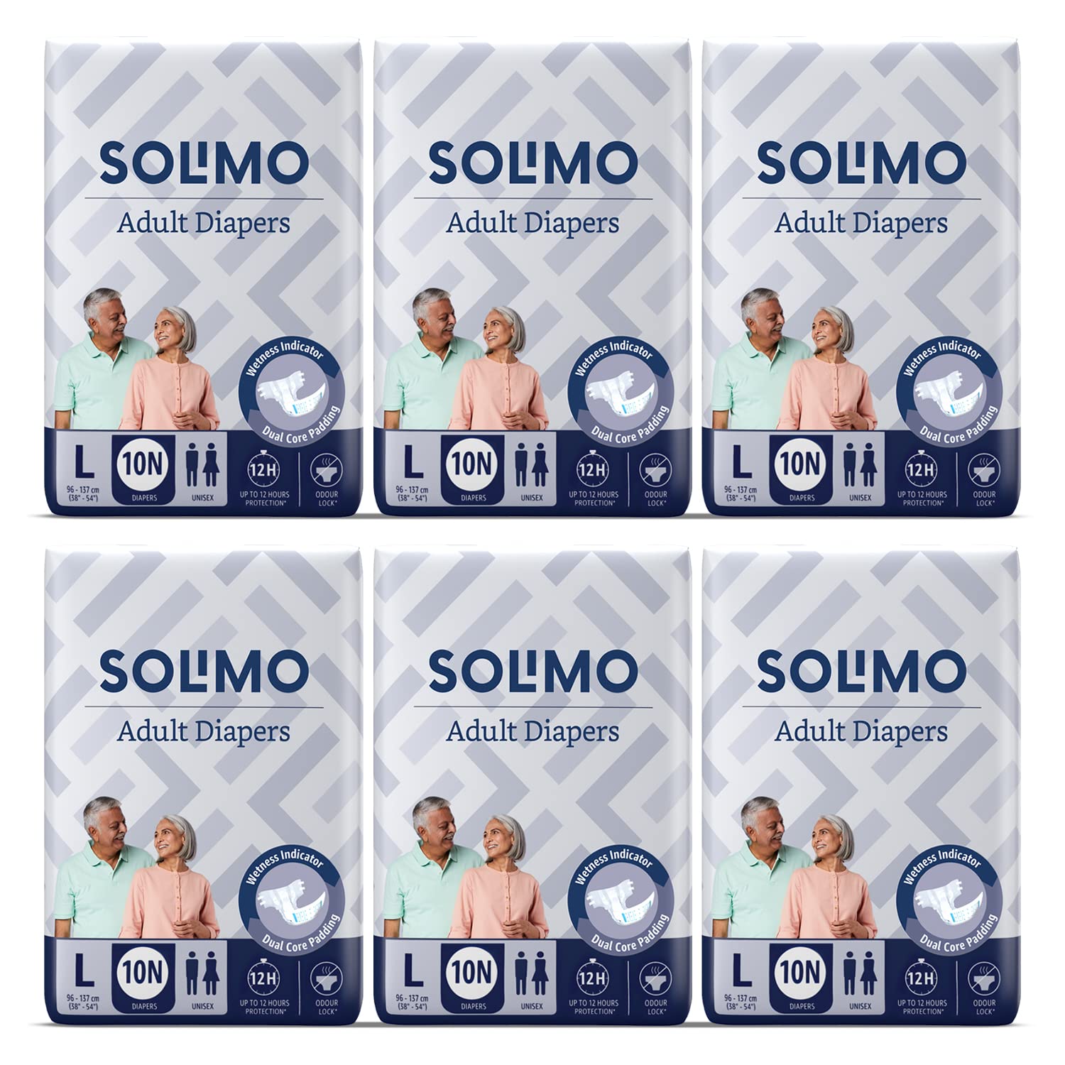 Amazon Brand - Solimo Adult Diapers Tape Style Large (L) Size, 60 Count | 96-137 cm (38 - 54) | with Fast absorption, Leak Proof, Unisex (B0BNL5TMF2) Amazon Price History, Amazon Price Tracker