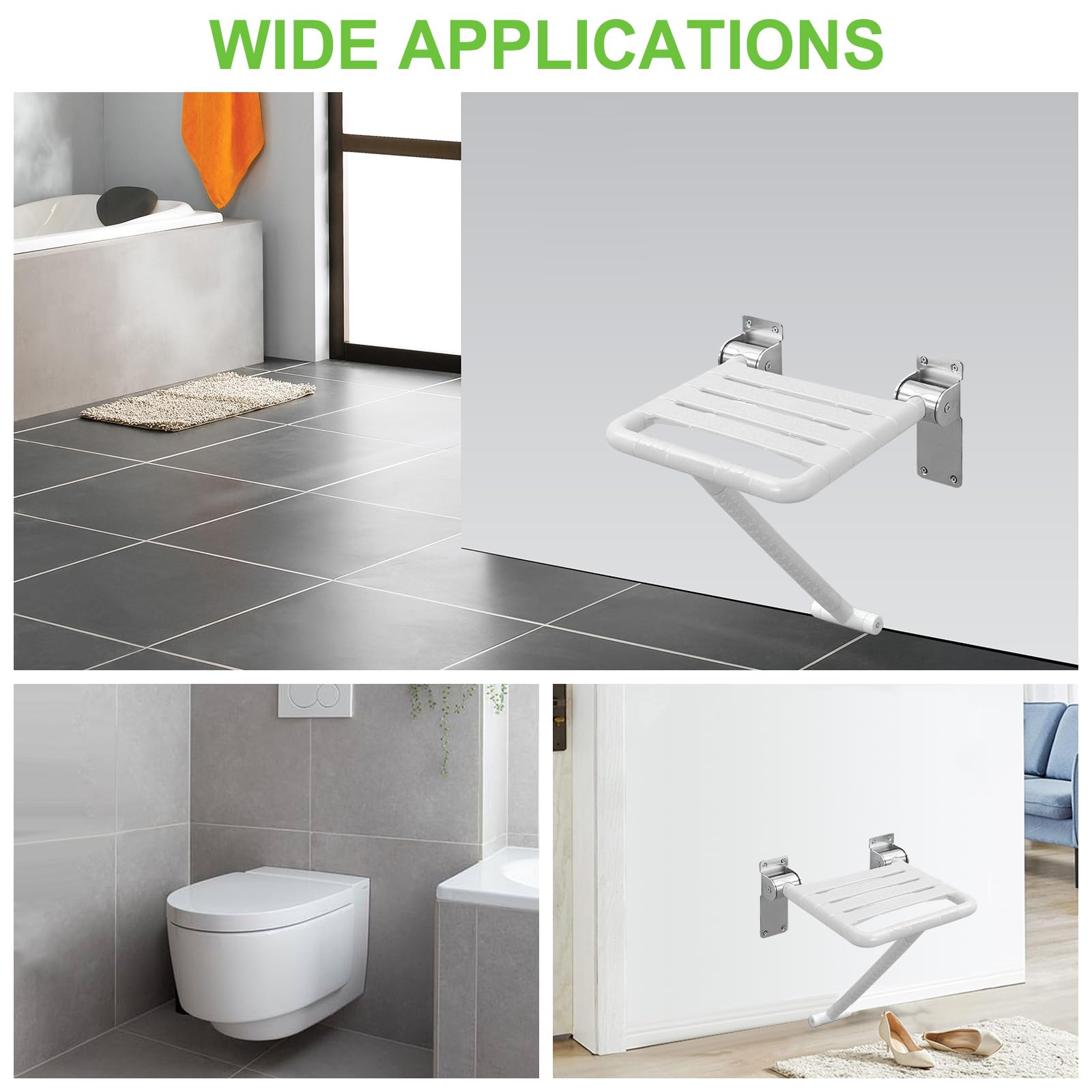 Silla Ducha Plegable, Asiento Ducha Plegable Pared Montada | Taburete de baño, Silla Abatible Ducha Montado en la Pared, Silla Antideslizante Plegable Cuarto Baño para Discapacitado