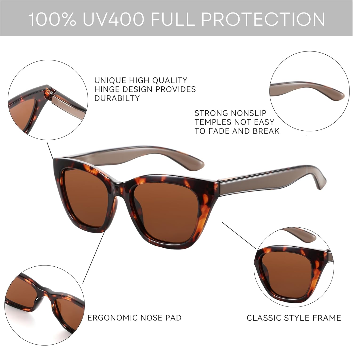 ZENOTTIC Polarized Sunglasses Women Cateye: Trendy Sun Glasses for Ladies - Retro Classic Shades UV400 Protection - Image 4