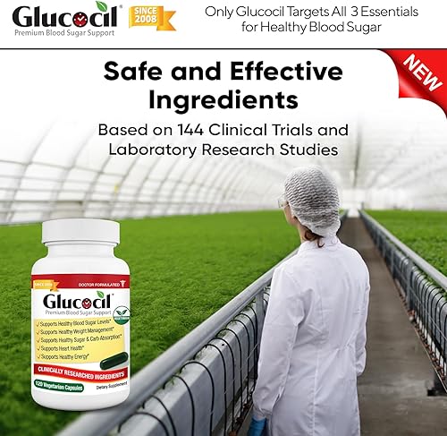 Miniatura 6 de Glucocil Cápsulas vegetarianas - Soporte prémium para el azúcar en la sangre - Soporta los 3 elementos esenciales para un azúcar en sangre saludable