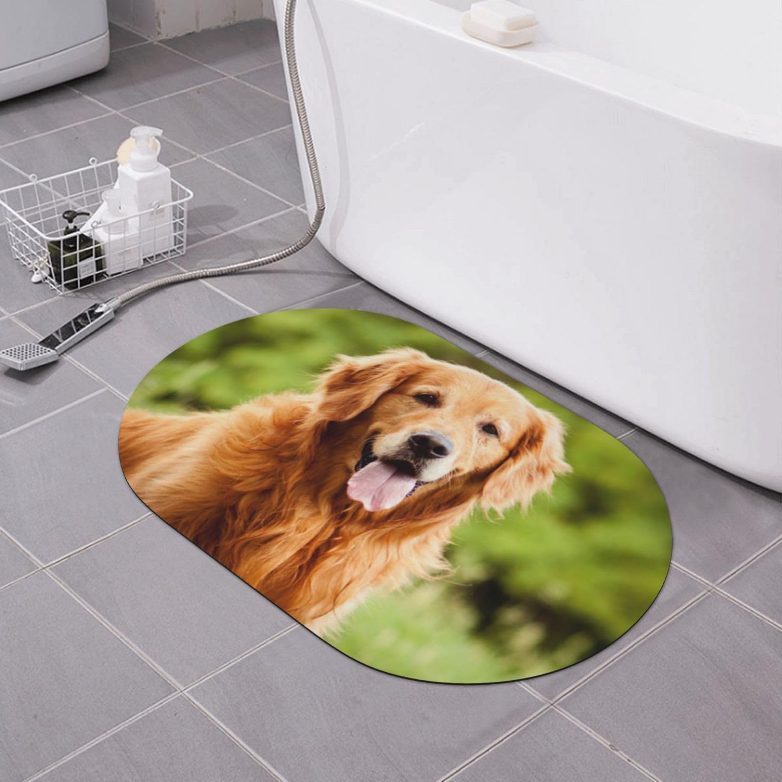 Tapis de bain antidérapant absorbant séchage rapide Golden Retriever cuisine
