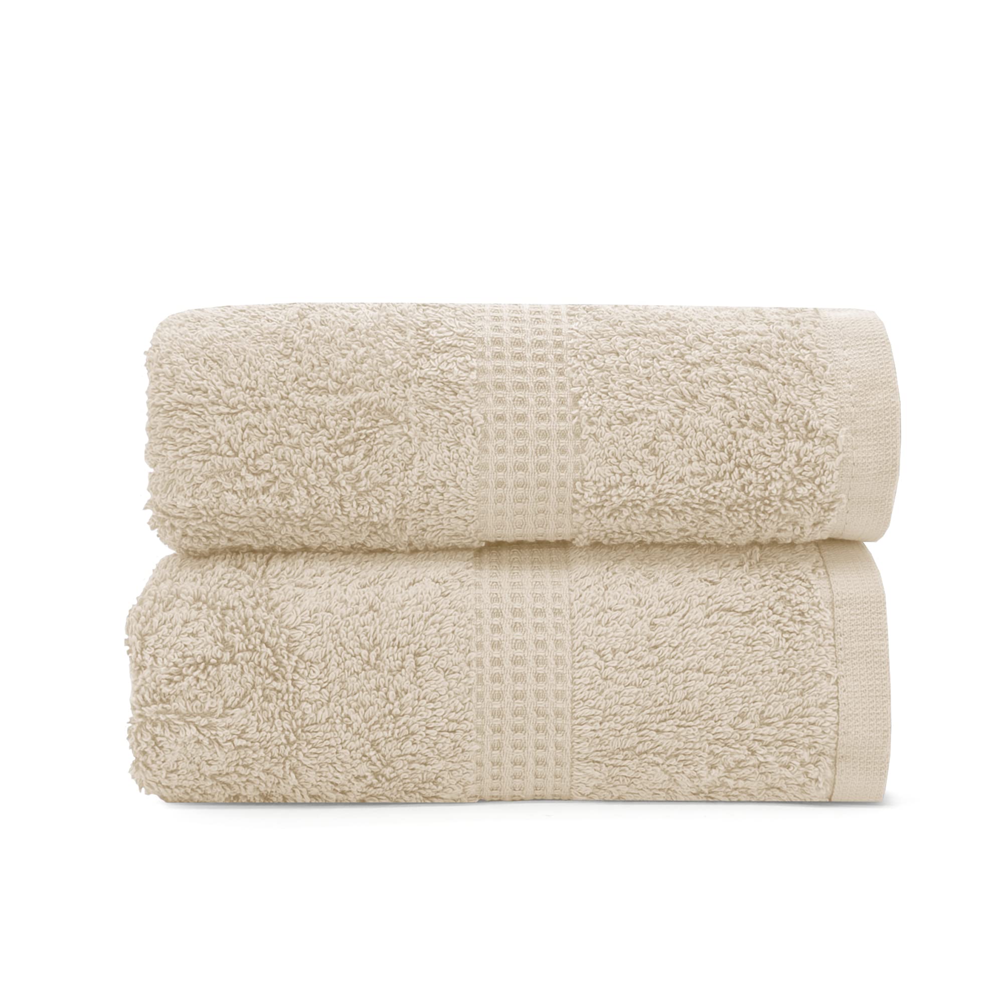 Velosso Premium 2 Pack Hand Towels 100% Egyptian Cotton Super Soft Ultra Absorbent Thick Towels Extra Large Hand Towels Hotel Spa Quality 50 x 80cms (Ivory Cream)
