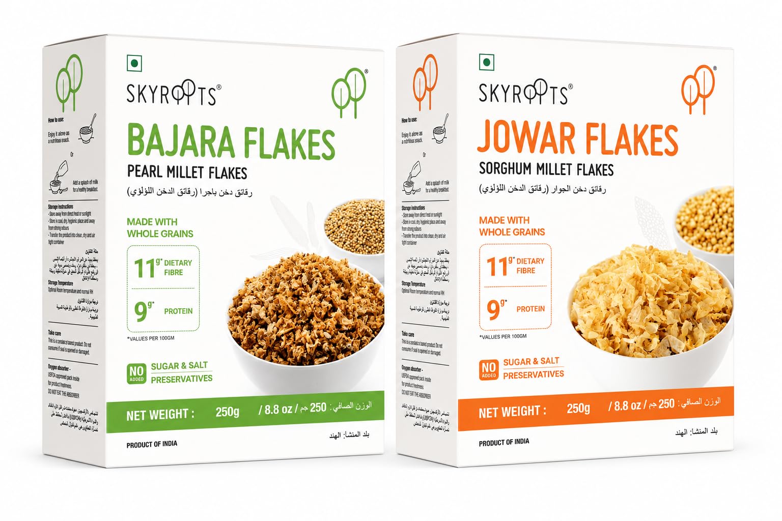 SkyRoots Jowar & Bajra Flakes (2 Pack, 250g Each) | Naturllay Gluten-Free, Fiber-Rich Breakfast Cereal | High Protein Millet Flakes | Supports Digestive Health & Weight Management-image-42