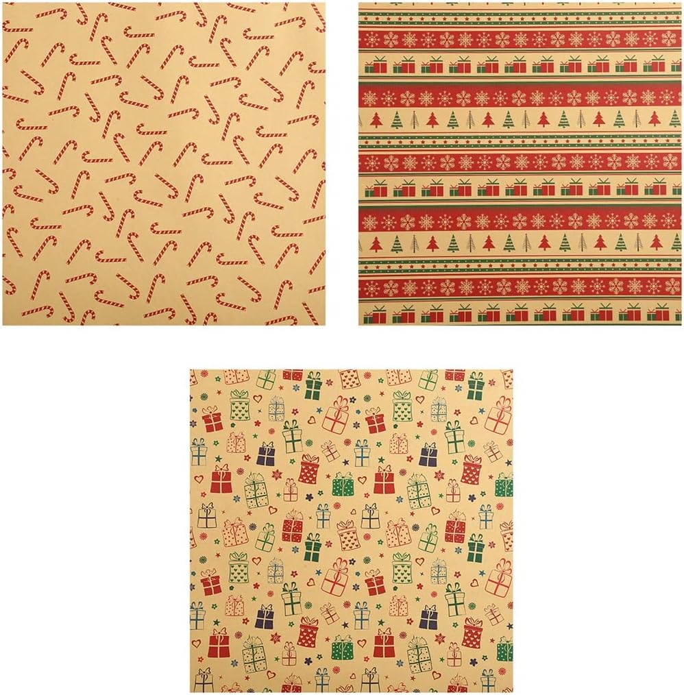 クリスマス包装紙70x50センチメートルギフト包装紙キャンディー杖クリスマス装飾包装紙コート紙クリスマス鹿ウォール紙背景紙 3個 送料無料 当日発送可能
